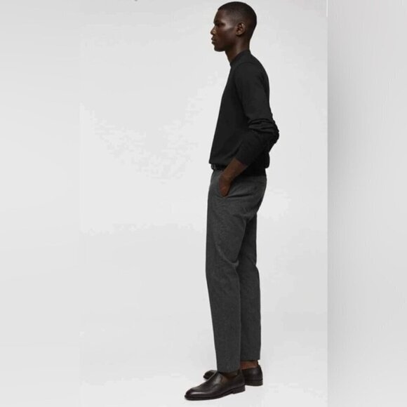 Mango - Men's Pinstripe cotton slim-fit trousers -Dark Heather Grey. Size: 36 US - Picture 10 of 16